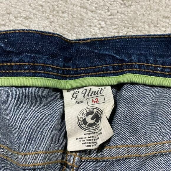 Y2K G Unit Jean Shorts Mens 42* Blue Baggy Streetwear Grunge 50 Cent Jorts Rap - Picture 6 of 12